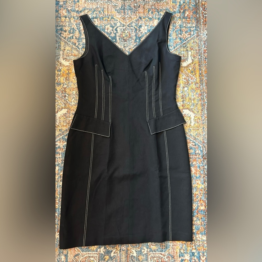 David Meister Black Rayon/Linen Dress, Size 6